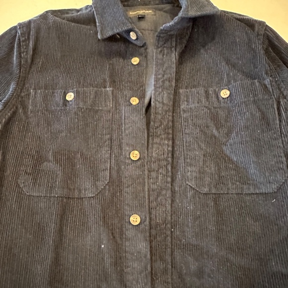Banana Republic Corduroy Navy Blue Shirt Men's Medium - Picture 2 of 4